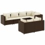 Set muebles de jardín 7 piezas y cojines ratán sintético marrón en Conjuntos de jardín | Comprar online en Foru.es