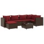 Set muebles de jardín 7 piezas y cojines ratán sintético marrón en Conjuntos de jardín | Comprar online en Foru.es