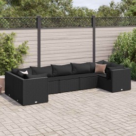 Set de muebles de jardín y cojines 7 pzas ratán sintético negro en Conjuntos de jardín | Comprar online en Foru.es