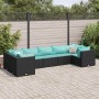 Set de muebles de jardín y cojines 7 pzas ratán sintético negro en Conjuntos de jardín | Comprar online en Foru.es