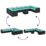 Set de muebles de jardín 10 pzas cojines ratán sintético negro en Conjuntos de jardín | Comprar online en Foru.es