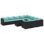 Set de sofás de jardín 11 pzas y cojines ratán sintético negro en Conjuntos de jardín | Comprar online en Foru.es