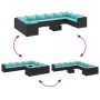Set de sofás de jardín 11 pzas y cojines ratán sintético negro en Conjuntos de jardín | Comprar online en Foru.es