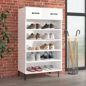 Mueble zapatero madera contrachapada blanco brillo 60x35x105 cm de vidaXL, Zapateros y organizadores de calzado - Ref: Foro24...