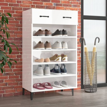 Mueble zapatero madera contrachapada blanco brillo 60x35x105 cm de vidaXL, Zapateros y organizadores de calzado - Ref: Foro24...