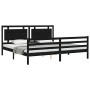 Estructura de cama con cabecero madera maciza negro 200x200 cm de vidaXL, Camas y somieres - Ref: Foro24-3194075, Precio: 186...
