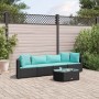 Set de muebles de jardín 5 pzas y cojines ratán sintético negro en Conjuntos de jardín | Comprar online en Foru.es