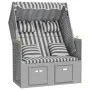 Silla Strandkorb con cojines ratán sintético madera gris blanco de vidaXL, Tumbonas - Ref: Foro24-318661, Precio: 323,28 €, D...