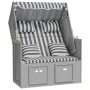 Silla Strandkorb con cojines ratán sintético madera gris blanco de vidaXL, Tumbonas - Ref: Foro24-318661, Precio: 328,25 €, D...