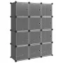 Estantería de cubos con 12 compartimentos y puertas PP negro de vidaXL, Zapateros y organizadores de calzado - Ref: Foro24-34...