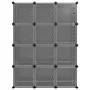 Estantería de cubos con 12 compartimentos y puertas PP negro de vidaXL, Zapateros y organizadores de calzado - Ref: Foro24-34...