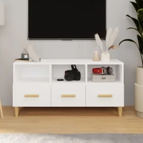 Mueble de TV madera contrachapada blanco brillo 102x36x50 cm de vidaXL, Muebles TV - Ref: Foro24-812606, Precio: 92,60 €, Des...