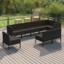 Set de muebles de jardín 9 pzas cojines ratán sintético negro de vidaXL, Conjuntos de jardín - Ref: Foro24-3094405, Precio: 7...
