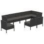 Set de muebles de jardín 9 pzas cojines ratán sintético negro de vidaXL, Conjuntos de jardín - Ref: Foro24-3094405, Precio: 7...