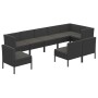 Set de muebles de jardín 9 pzas cojines ratán sintético negro de vidaXL, Conjuntos de jardín - Ref: Foro24-3094405, Precio: 7...