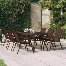 Mesa de jardín acero y vidrio marrón y negro 180x80x70 cm de vidaXL, Mesas de jardín - Ref: Foro24-318773, Precio: 230,73 €, ...