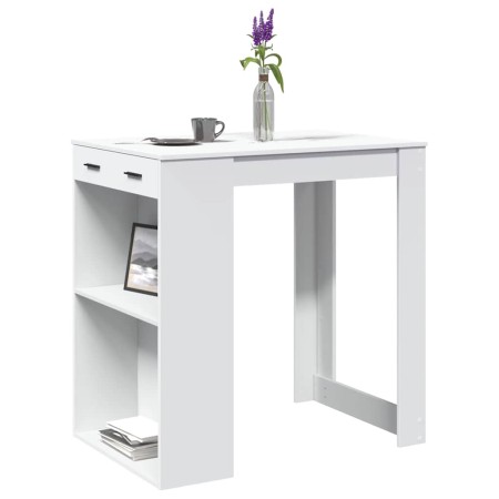 Mesa alta de bar madera ingeniería blanca 102x70x103,5 cm en Mesas de comedor | Comprar online en Foru.es
