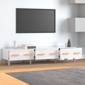 Mueble de TV madera contrachapada blanco brillo 150x34,5x30 cm de vidaXL, Muebles TV - Ref: Foro24-812642, Precio: 93,74 €, D...