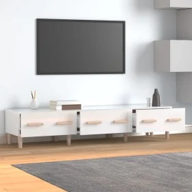 Mueble de TV madera contrachapada blanco brillo 150x34,5x30 cm de vidaXL, Muebles TV - Ref: Foro24-812642, Precio: 92,66 €, D...