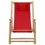 Silla de playa de bambú y lona rojo de vidaXL, Sillas de jardín - Ref: Foro24-318597, Precio: 51,20 €, Descuento: %