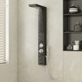 Duschpaneelsystem aus schwarzem Aluminium von vidaXL, Strahldüsen für Badewannen und Duschen - Ref: Foro24-151416, Preis: 155...