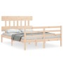 Estructura de cama con cabecero madera maciza 140x200 cm de vidaXL, Camas y somieres - Ref: Foro24-3195156, Precio: 120,23 €,...