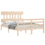 Estructura de cama con cabecero madera maciza 140x200 cm de vidaXL, Camas y somieres - Ref: Foro24-3195156, Precio: 120,23 €,...