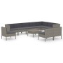 Set de muebles de jardín 11 pzas y cojines ratán sintético gris de vidaXL, Conjuntos de jardín - Ref: Foro24-3094454, Precio:...