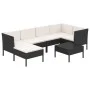 Set muebles de jardín 7 pzas y cojines ratán sintético negro de vidaXL, Conjuntos de jardín - Ref: Foro24-3094408, Precio: 59...