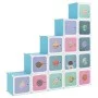 Estantería infantil de cubos con 15 compartimentos azul PP de vidaXL, Zapateros y organizadores de calzado - Ref: Foro24-3405...