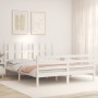Estructura de cama con cabecero madera maciza blanco 160x200 cm de vidaXL, Camas y somieres - Ref: Foro24-3194127, Precio: 15...