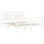 Estructura de cama con cabecero madera maciza blanco 160x200 cm de vidaXL, Camas y somieres - Ref: Foro24-3194127, Precio: 15...