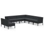 Set de muebles de jardín 9 pzas cojines ratán sintético negro de vidaXL, Conjuntos de jardín - Ref: Foro24-3094469, Precio: 7...