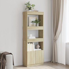 Aparador alto madera de ingeniería roble Sonoma 63x33x180 cm en Librerías y estanterías | Comprar online en Foru.es