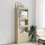 Aparador alto madera de ingeniería roble Sonoma 63x33x180 cm en Librerías y estanterías | Comprar online en Foru.es