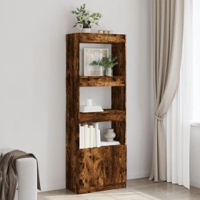 Aparador alto madera de ingeniería roble ahumado 63x33x180 cm en Librerías y estanterías | Comprar online en Foru.es