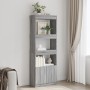 Aparador alto madera de ingeniería gris Sonoma 63x33x180 cm en Librerías y estanterías | Comprar online en Foru.es