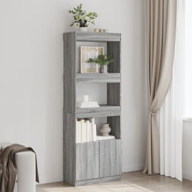 Aparador alto madera de ingeniería gris Sonoma 63x33x180 cm en Librerías y estanterías | Comprar online en Foru.es
