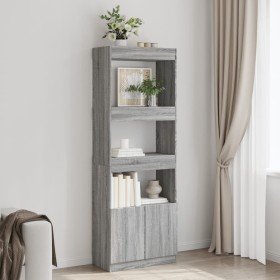 Aparador alto madera de ingeniería gris Sonoma 63x33x180 cm en Librerías y estanterías | Comprar online en Foru.es