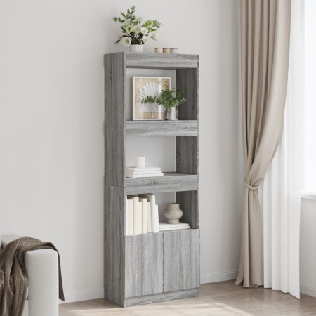 Aparador alto madera de ingeniería gris Sonoma 63x33x180 cm en Librerías y estanterías | Comprar online en Foru.es