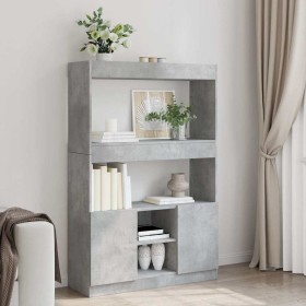 Aparador alto madera de ingeniería gris hormigón 92x33x140 cm en Librerías y estanterías | Comprar online en Foru.es