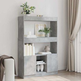 Aparador alto madera de ingeniería gris hormigón 92x33x140 cm en Librerías y estanterías | Comprar online en Foru.es