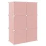 Estantería infantil de cubos con 6 compartimentos rosa PP de vidaXL, Zapateros y organizadores de calzado - Ref: Foro24-34057...