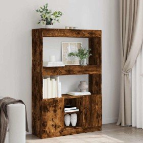 Aparador alto madera de ingeniería roble ahumado 92x33x140 cm en Librerías y estanterías | Comprar online en Foru.es