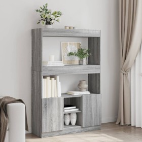 Aparador alto madera de ingeniería gris Sonoma 92x33x140 cm en Librerías y estanterías | Comprar online en Foru.es