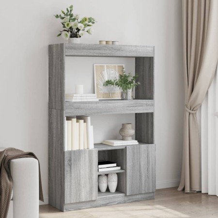 Aparador alto madera de ingeniería gris Sonoma 92x33x140 cm en Librerías y estanterías | Comprar online en Foru.es