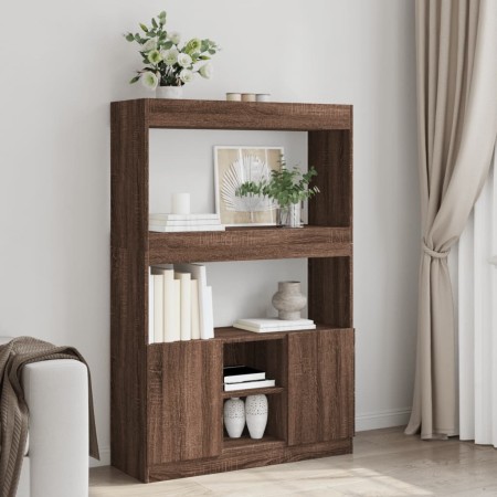 Aparador alto madera de ingeniería roble marrón 92x33x140 cm en Librerías y estanterías | Comprar online en Foru.es