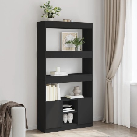 Aparador alto madera de ingeniería negro 92x33x180 cm en Librerías y estanterías | Comprar online en Foru.es