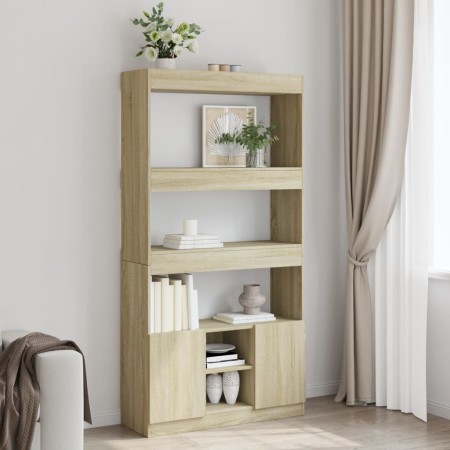 Aparador alto madera de ingeniería roble Sonoma 92x33x180 cm en Librerías y estanterías | Comprar online en Foru.es