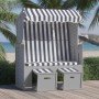 Silla playa Strandkorb con dosel ratán PE y madera azul blanco de vidaXL, Tumbonas - Ref: Foro24-318651, Precio: 290,80 €, De...